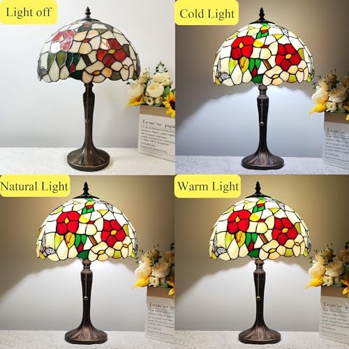 Tiffany Lamp Tiffany Style Table Lamp Butterfly in Flowers Stained Glass Light for Living Room Bedroom House Bedside Nightstand Home Office