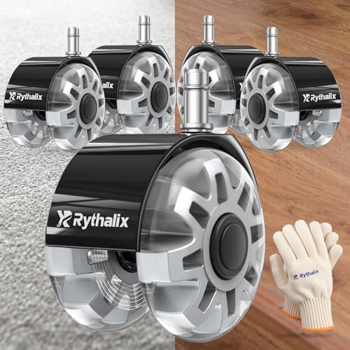 3" Office Chair Wheels Set of 5 - Desk Chair Caster Wheels