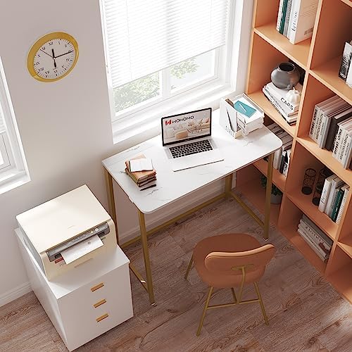 WOHOMO Folding Desk, 39.4" Foldable Computer Table for Small Spaces, Gold