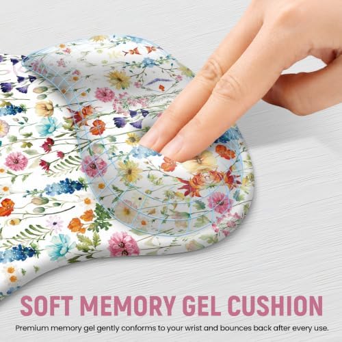 Ergonomic Mouse Pad with Wrist Rest, Gel Wrist Support, Wildflowers
