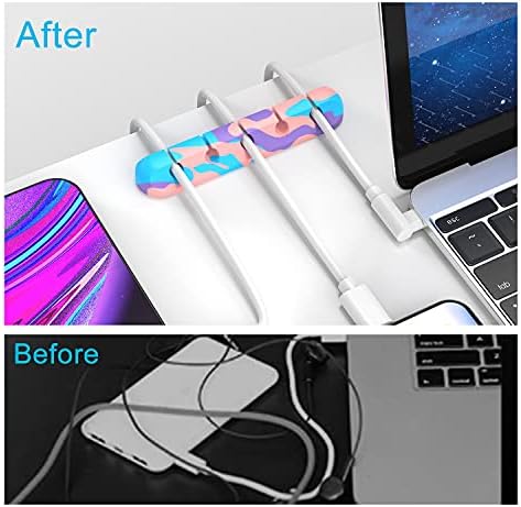 INCHOR Cable Organizer, Cord Organizer Cable Management, Cable Clips USB Cable Holder Wire Organizer Cord Clips,(5, 3 Slots Colourful)