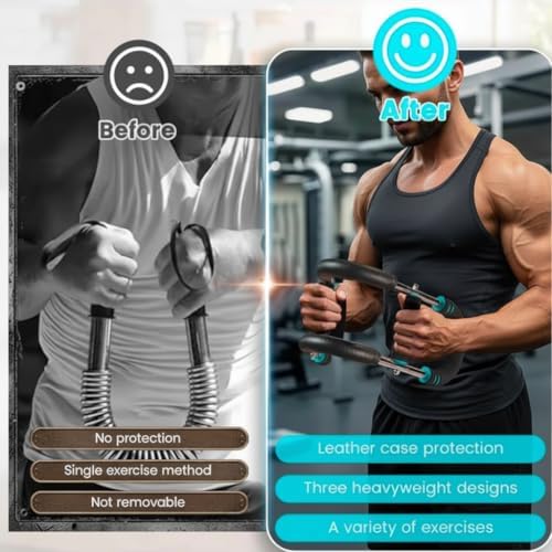 EMAN Power Twister Arm Trainer – 30–130 lbs Adjustable Resistance with 4 Built-in Steel Springs, Chest Expander & Forearm Exerciser, Includes Resistance Band, Home Gym Equipment for Men & Women