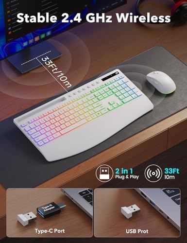 Trueque Wireless Keyboard and Mouse Combo, 4000mAh Battery, Wrist Rest
