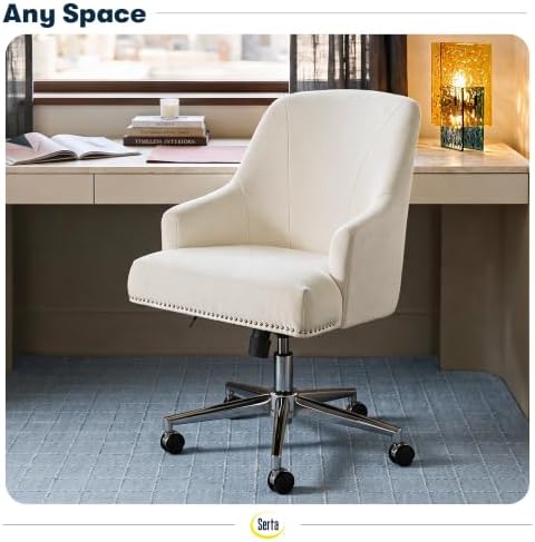 Serta Home Office Desk Chair with Low Padded Arms, Vanity Chair for Bedroom