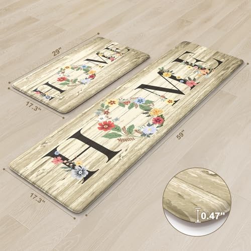 KIMODE Kitchen Floor Mats Cushioned Anti Fatigue Comfort Standing Mat 2PCS