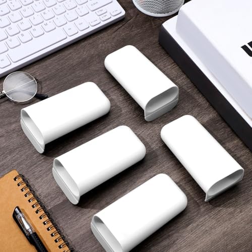 Resurhang 6 Pcs Monitor Pen Pencil Holders DIY Screen Pen Holder Computer Monitor Pencil Holder Desktop Accessories PP Self Adhesive Desk Organizer for Office Classroom Gadget Storage(White)