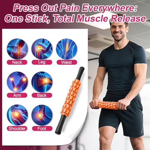 ZanLLW Muscle Roller Stick, Muscle Roller, Liposuction Massage Roller for Lymphatic Drainage, Massager Stick for Relief Muscle Soreness, Trigger Points, Help Exercise Runner Legs, Back Recovery