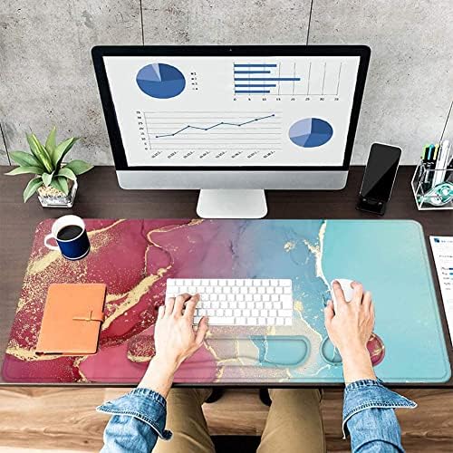 LATEEFAH Large Mouse Pad and Keyboard Wrist Rest, Desk Pad for Keyboard and Mouse, Extended Gaming Mouse Pad with Wrist Support, Waterproof Non-Slip Desk Mouse Mat for Office, Home