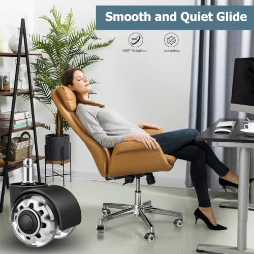 Office Chair Wheels,Set of 5 Replacement Wheels for All Hardwood and Carpet Floors,Heavy Duty Rollerblade Style Computer Desk Gaming Home Chair Casters Wheels,Universal Size(Silver 11x22mm)