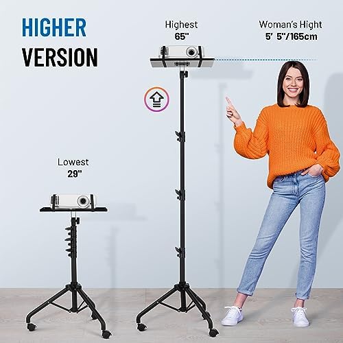 CAHAYA Projector Stand Adjustable Laptop Tripod Stand Portable with Casters