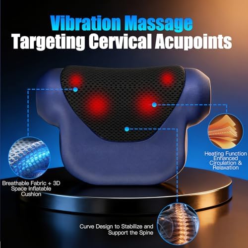 Neck Massager with Heat, Red Light & Vibration