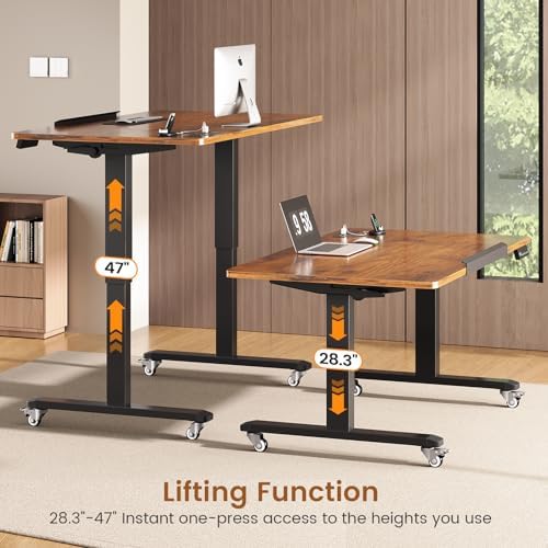 SEDETA 47 x 24 Inches Electric Standing Desk, 180° Tiltable Mobile Rising