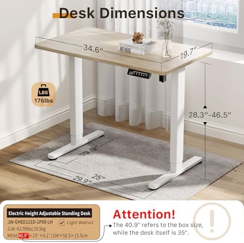 JOY worker Small Electric Standing Desk, 35" Whole Piece Height Adjustable