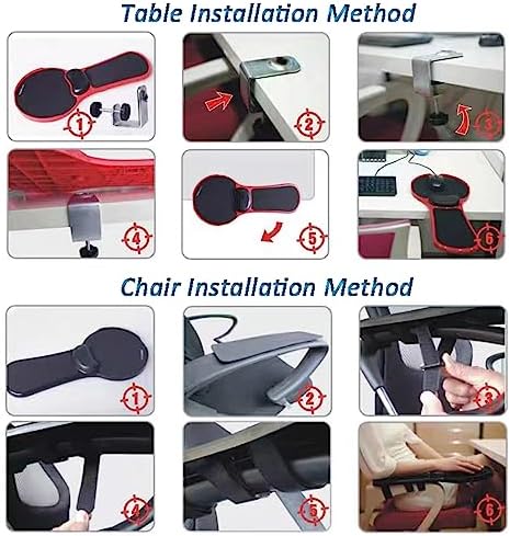 LL-COEUR Memory Foam Arm Support Wrist Rest for Table and Chair, Ergonomic Armrest Desk Extender, Multifunctional Computer Mouse Pad (red)