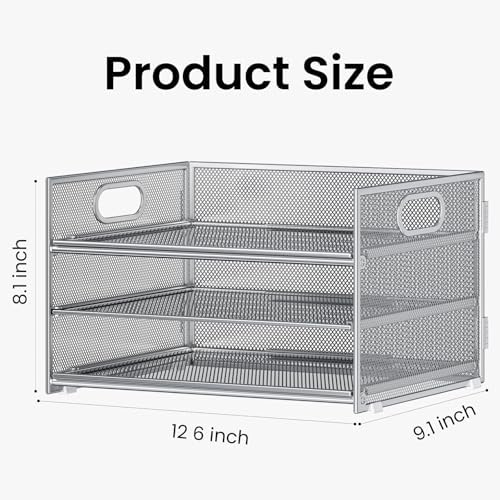 Paper Tray Organizer for Desk Organizers and Accessories 2P Silver
