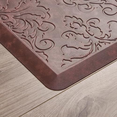 Chef Gear - Anti-Fatigue Gelness Kitchen Mat - Marni Design - Cushioned Comfort Chef Mat - Faux Leather - Cooking & Standing Relief -Skid-Resistant - Measures 17.5"x48" - Red