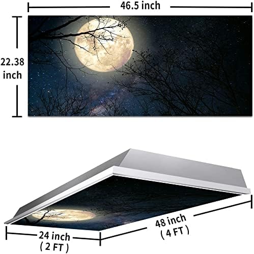 Fluorescent Light Cover Decorative Ceiling Light Filters,Night Sky Pattern,for Classroom Office Hospitals Home Ceiling Decorative,2ft x 4ft,Dark Blue
