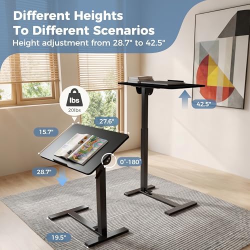 DUMOS Mobile Standing Desk, Bedside Table, Overbed Table