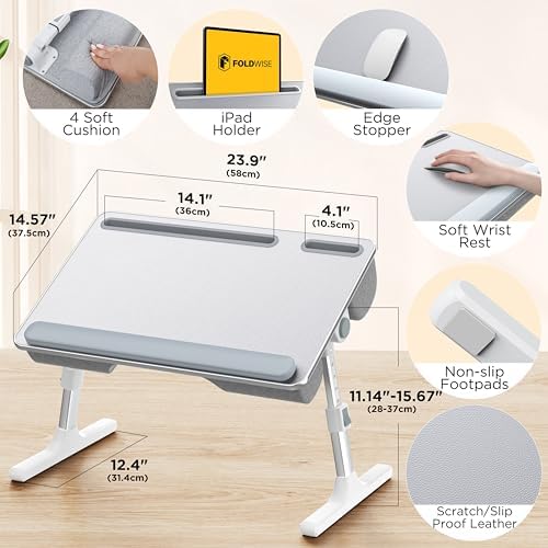 FoldWise 2-in-1 Bed & Lap Desk with Soft Cushion, Adjustable Height & Angle