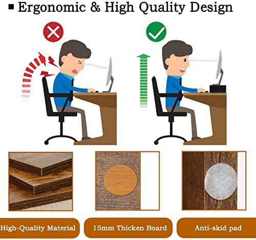 TEAMIX 2-Pack Wood Monitor Riser, Desk Stand for 2 Monitors, Rustic Brown