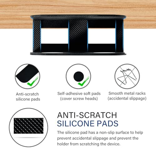 BYMECOST Under Desk Laptop Mount, Metal Under Desk Storage Holder, Black