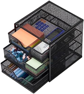 Mind Reader Desktop Accessory Storage, Desk Supplies, Organizer, Office, Metal Mesh, 6.25" L x 6.5" W x 6.5" H, Black (Pack of 4)