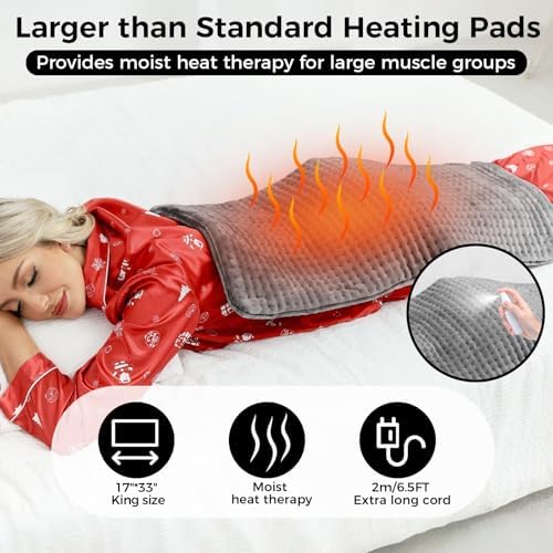 Heating Pad for Back, 17"×33" Electric Heating pad for Women, Men