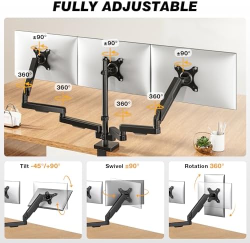 TVON Triple Monitor Stand & Monitor Arm Desk Mount up to 32 Inches