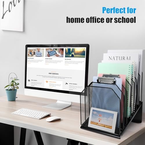SUMMORO Inclined File Organizer for Desk, 7-Section Vertical File Holder
