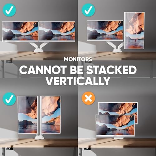 ONKRON Dual Monitor Arm 13-32 Inch, 22 lbs (x2), VESA 75x75-100x100, White