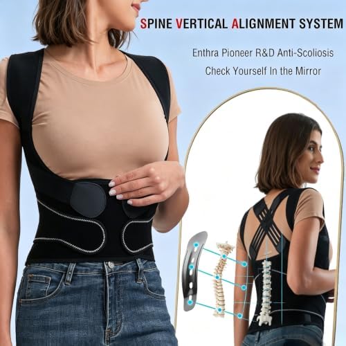 Back Posture Corrector Brace for Kyphosis and Scoliosis, L, Youth, Unisex, Black
