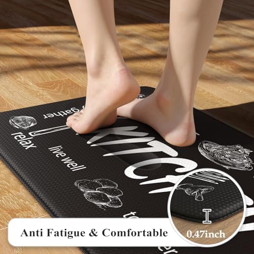 KIMODE Kitchen Mats 2PCS,Cushioned Anti Fatigue Farmhouse Kitchen Rugs Mats