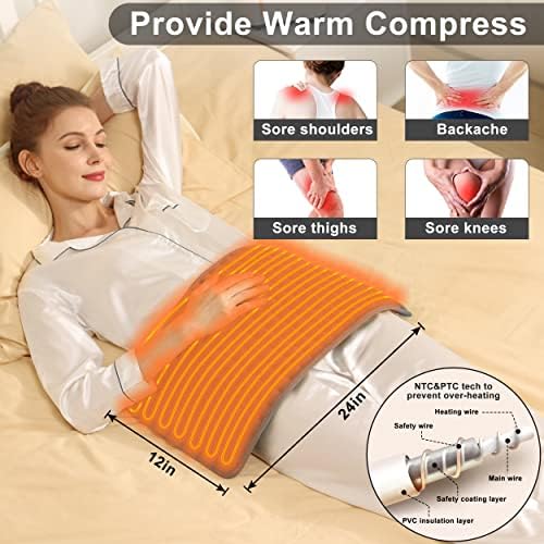 Heating Pad Electric Heat Pad, Hot Heated Pad,Multiple Temp and Timer Settings,Suitable for Shoulders, Neck, arms, Abdomen, Back, Legs, etc. (Gray Green, 24"X12")
