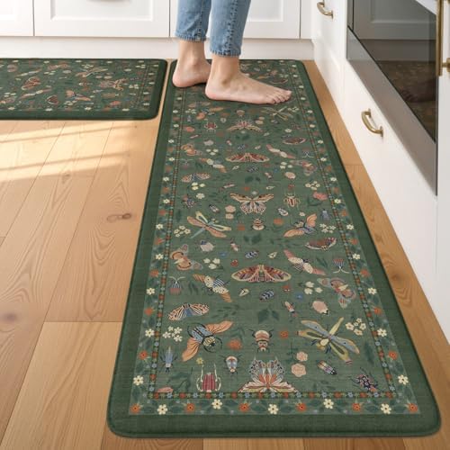 LEEVAN Anti Fatigue Kitchen Mats for Floor, Cushioned Kitchen Mat Set 2PCS