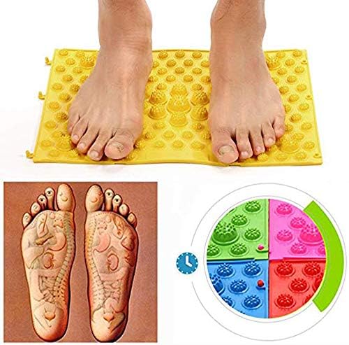 Foot Massage Mat Acupressure Mat Foot Reflexology Walking Toe Plate Massage Pad Bathroom Mat Yoga Mat Anti-Slip Mat Outdoor Game 2 PCS (Yellow)