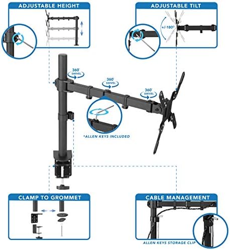 Mount-It! Large Monitor Desk Mount, VESA 200, up to 42"