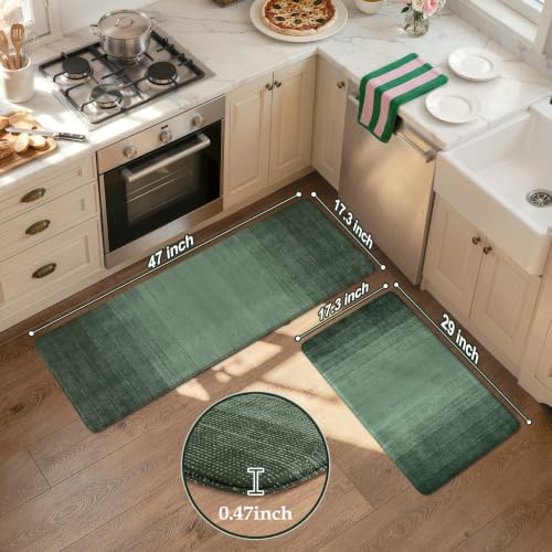 KIMODE Anti Fatigue Kitchen Mats for Floor,Farmhouse Kitchen Rugs Sets of 2