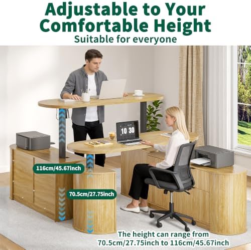 Electric L Shaped Standing Desk, Corner Sit Stand Up Desk, Executive Desk