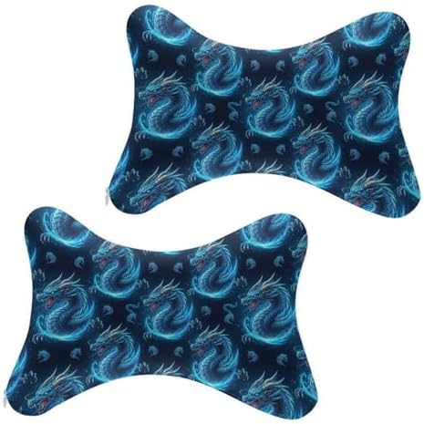 Car Seat Neck Pillow Dragon 2 Pcs Memory Foam Headrest Support for Driving Travel Nap