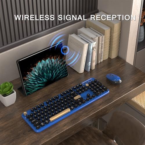 Colorful MPTOG Wireless Computer Keyboard and Mouse Combo (Black-Blue)