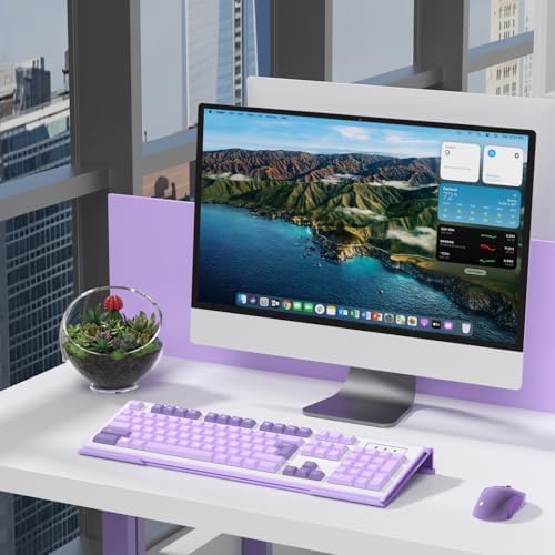 WINFFOR Comfortable Computer Keyboard Stand - Ergonomic Keyboard Riser Acrylic Tilted Keyboard Holder for Easy Typing&Working at Home Office - Fits All Keyboard Sizes - 17'' Wide (Purple)
