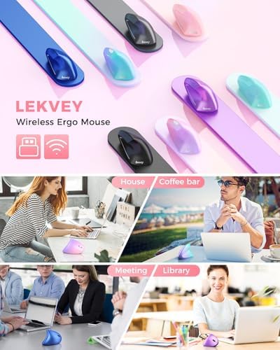 Lekvey Ergonomic Mouse, Rechargeable Vertical Wireless Mouse, Pink