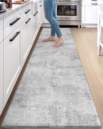 DEXI Kitchen Floor Mats Cushioned Anti Fatigue Runner, 23x107 Light Grey