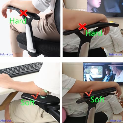 Home Office Ergonomic Arm Rest Wrist Support Chair Arm Wrist Rests with Cushion Black Chair Extender Armrest Extender Pad (Single one)