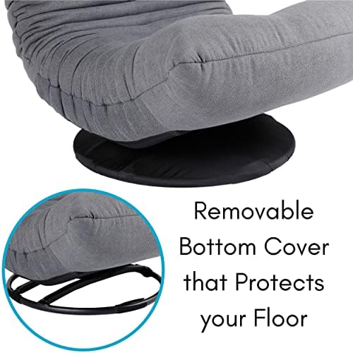 BIRDROCK HOME Swivel Floor Chair - 360 Adjustable Memory Foam Lounge Seat - Gaming - Comfortable Back Support - Cushion Dorm Rocker - Comfy for Reading Game Meditating - Fully Assembled (Grey)