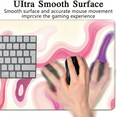 Large Gaming Mouse Pad 31.5x15.7 Inch, Pink Abstract Desk Mat Cute