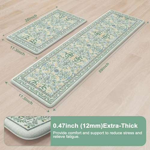 Collive Waterproof Anti Fatigue Mats for Kitchen Floor, Boho Kitchen Rugs