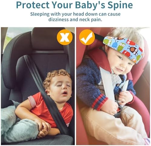 Luckyiren Head Support for Baby Car Seat, Straps with Pillow Support Band, Neck Relief Headrest for Stroller, Slumber Sling Sleep Positioner for Toddler Infants Child Children Kids