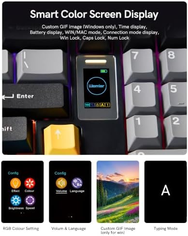 Keymatic WK98 Mechanical Keyboard, Creamy Gaming Keyboard with Screen&Knob