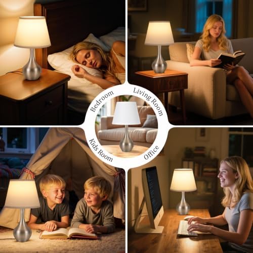 16.1" Touch Table Lamp for Nightstand, 3 Way Dimmable Small Bedroom Lamp